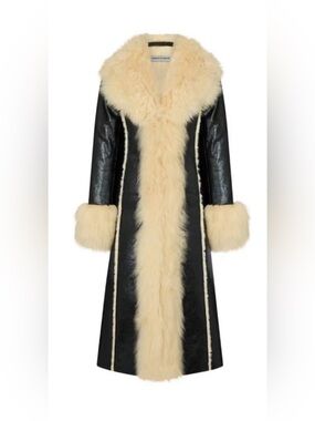Charlotte Simone Prince Coat NWT Luxury Black Lambskin Shearling Penny Lane Sz L